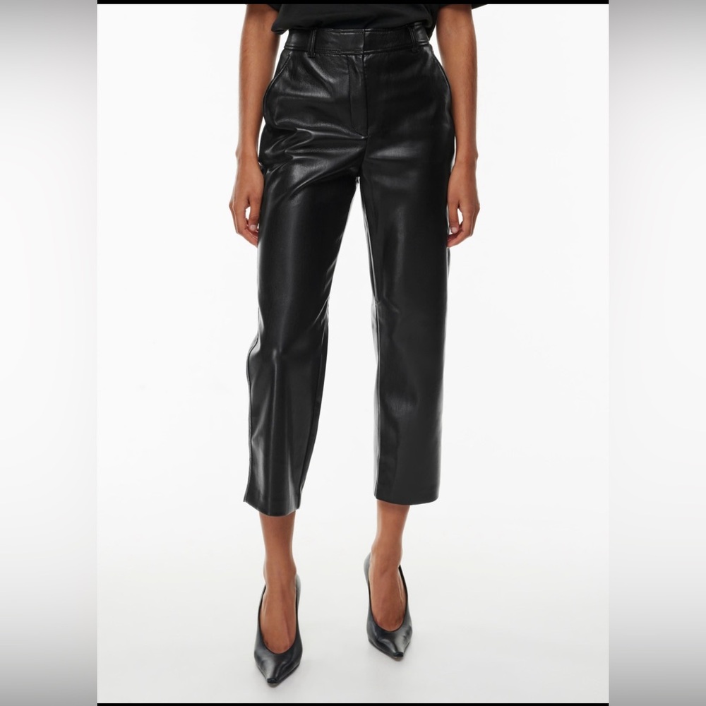 Babaton Vegan Straight Leather Pants (size 4)